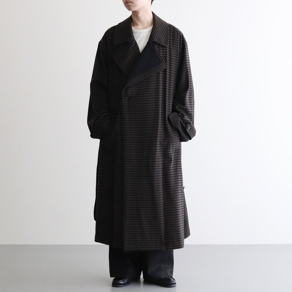 DOUBLE LAPELED DOUBLE BREASTED COAT #GINGHAM x BLACK [ST.603]
