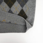 FINE WOOL ARGYLE KNIT CREW NECK LS #LIGHT GREY MULTI [ST.1649]