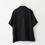 VIS/LI TWILL OVERSIZED OPEN COLLAR SS SHIRT #BLACK [ST.1154]