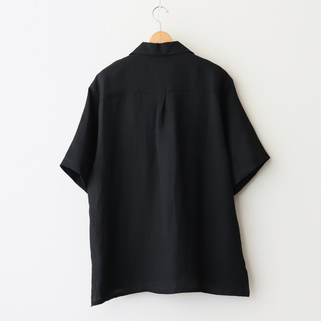 VIS/LI TWILL OVERSIZED OPEN COLLAR SS SHIRT #BLACK [ST.1154]