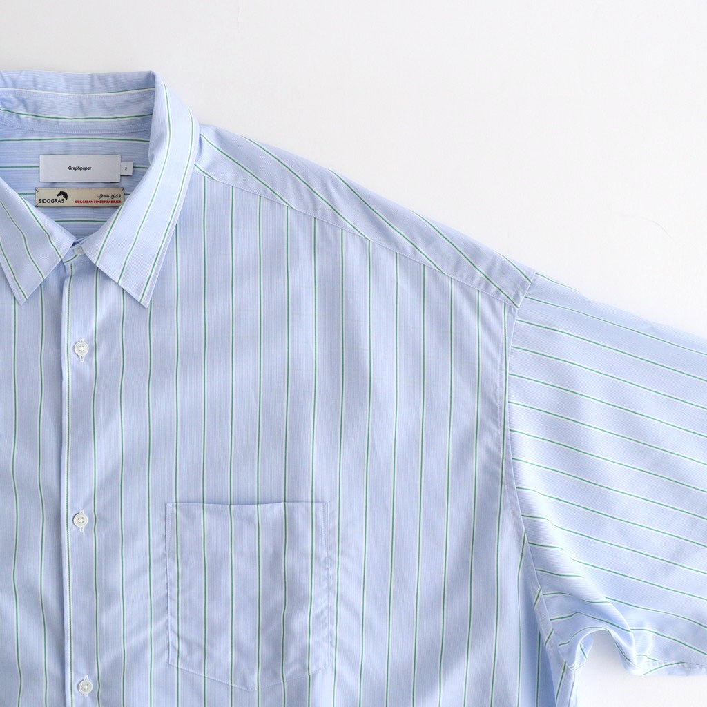 SIDOGRAS S/S Oversized Regular Collar Shirt #GREEN PIN STRIPE [GM262-50029]