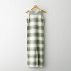 COTTON SILK GRADIENT STRIPE KNIT DRESS #LIME GRAY STRIPE [A26SD03GB]