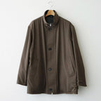 REVERSIBLE WOOL TWISTED TWILL / SHEEP LEATHER HALF COAT #BROWN CHAMBRAY × BLACK [A26AC01AN]