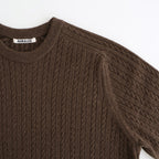SUPER FINE WOOL ARAN KNIT P/O #BROWN [A25AP02WA]