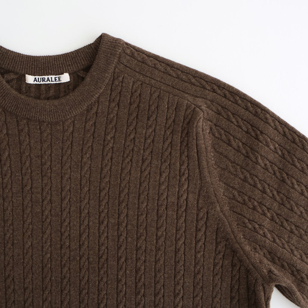 SUPER FINE WOOL ARAN KNIT P/O #BROWN [A25AP02WA]