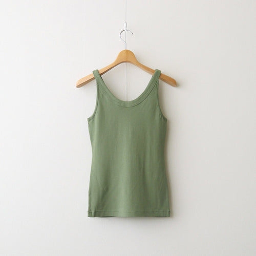 ORGANIC COTTON FINE RIB TANK #SAGE GREEN [A26ST03OF]