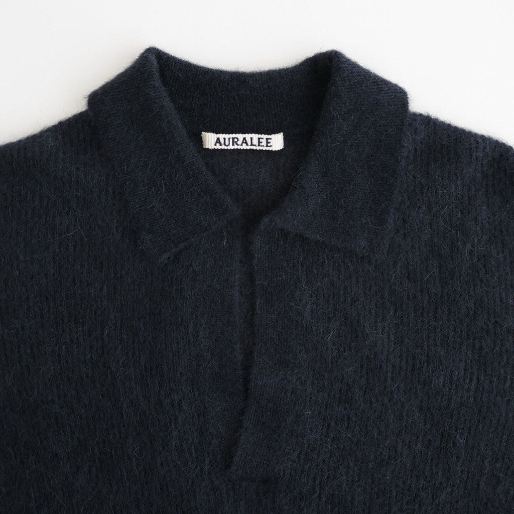BABY SURI ALPACA SHEER KNIT SKIPPER POLO #NAVY [A26AP04AK]