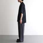 CUPRO TWILL OVERSIZED OPEN COLLAR SS SHIRT #BLACK [ST.1153]