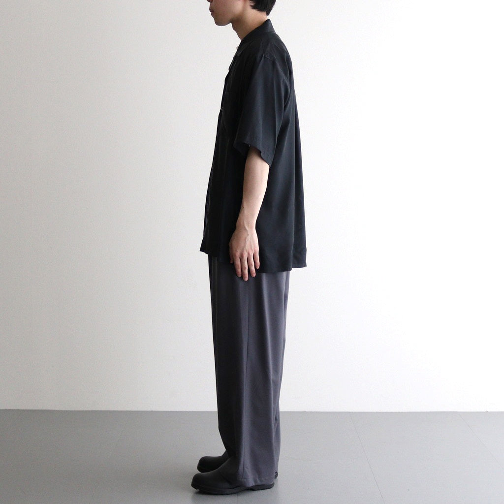 CUPRO TWILL OVERSIZED OPEN COLLAR SS SHIRT #BLACK [ST.1153]