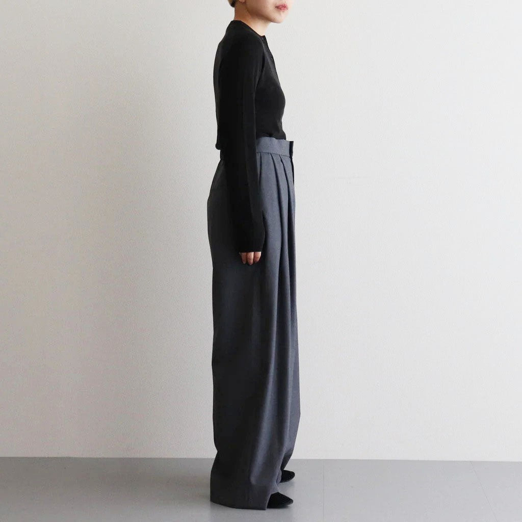 WOOL TROPICAL WIDE EASY PANTS #TOP GRAY [PRAGCW0110]