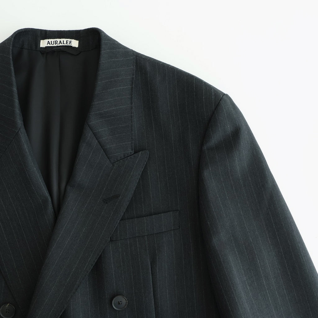 BLUEFACED WOOL DOUBLE-BREASTED JACKET #CHARCOAL NAVY STRIPE