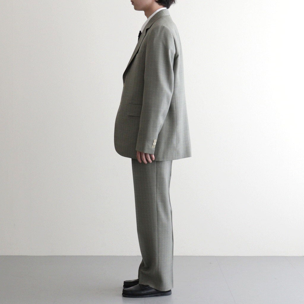 BLUEFACED WOOL TWO-TUCK SLACKS #KHAKI GRAY STRIPE [A26SP02BA