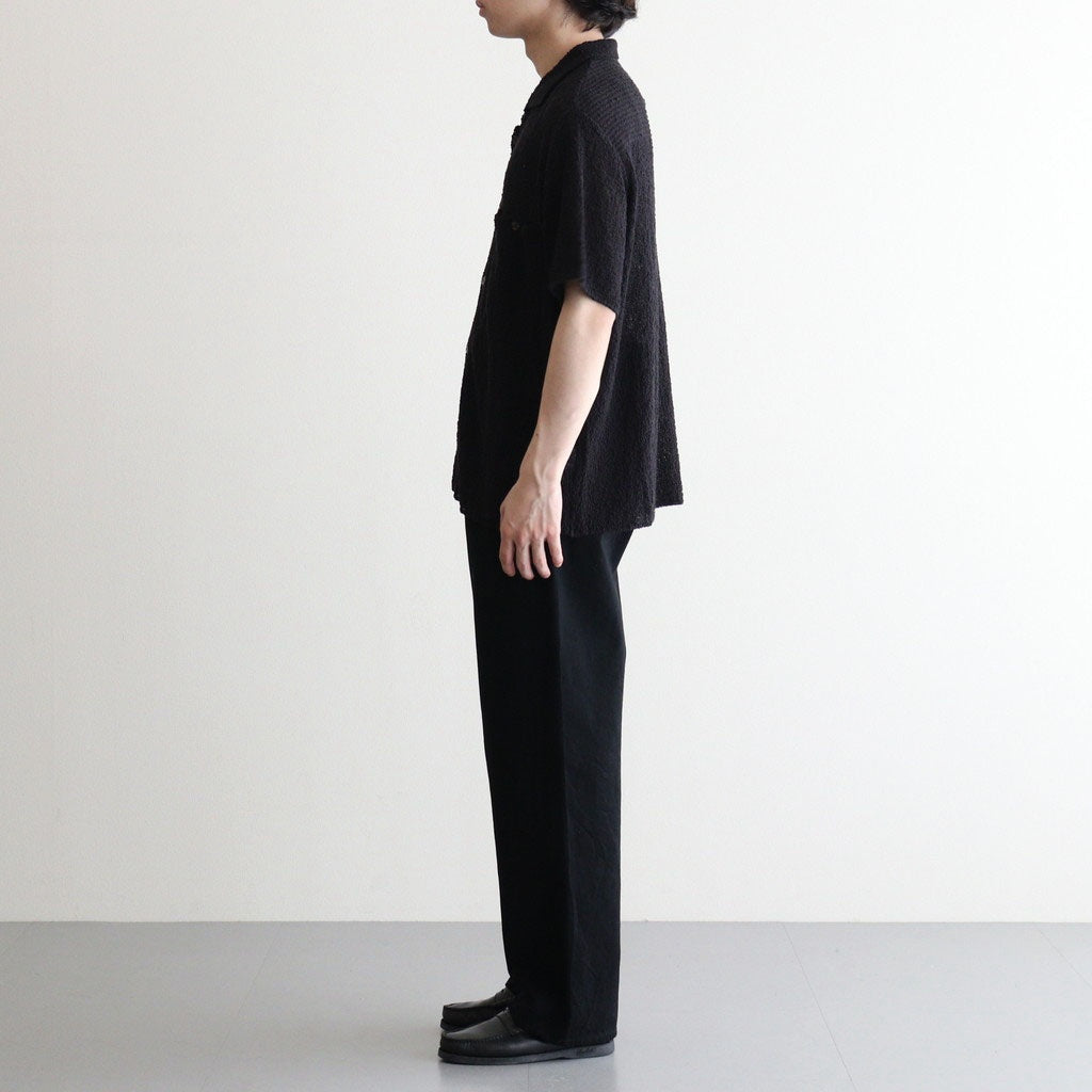 COTTON SHEER KNIT OPEN COLLAR SHIRT #BLACK [YK25SS0964S] - ciacura