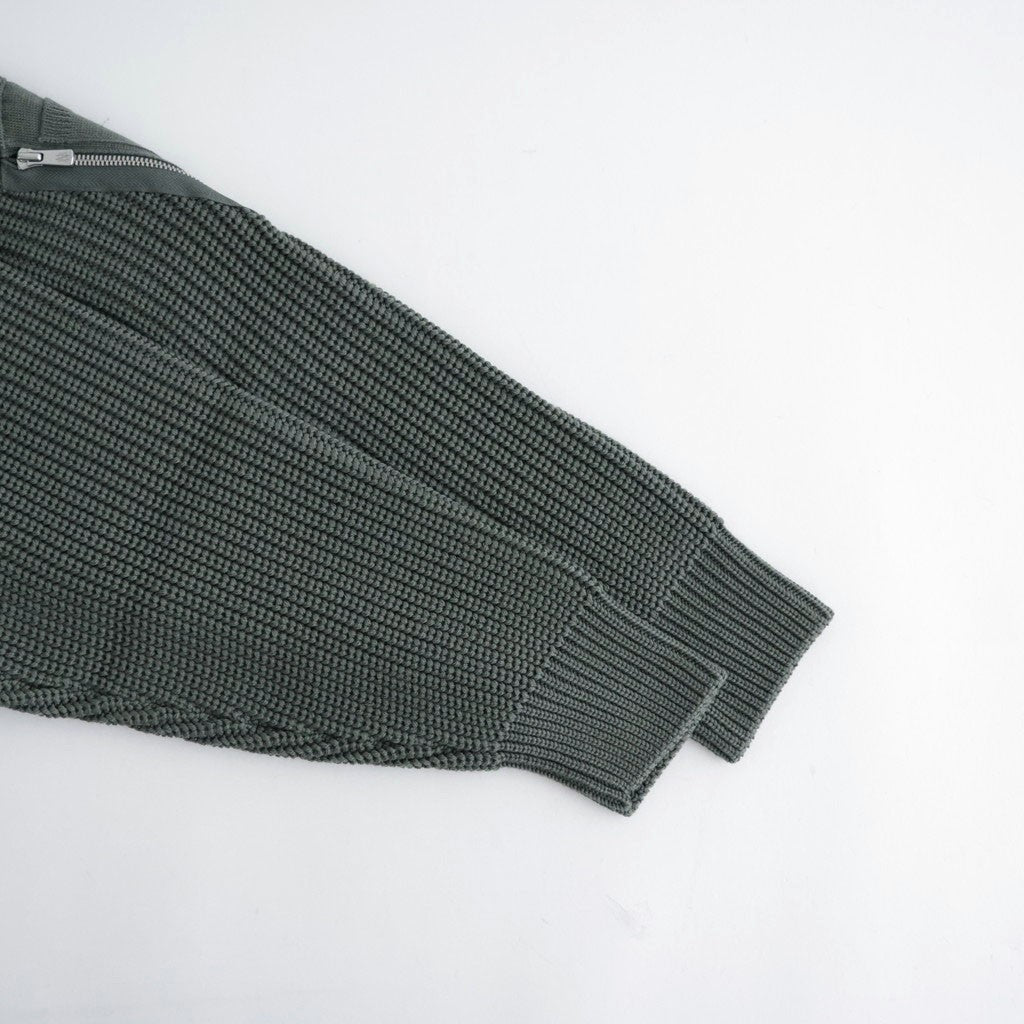 BATONER ウール梳毛片畔 ジップカーディガン #KHAKI [HR-N003-051]