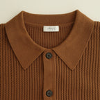 Stripe Mesh Knit Shirt #Brown [2501-008]