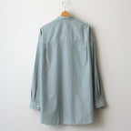 Broad L/S Oversized Regular Collar Shirt #GREEN STRIPE [GM234-50001STB]