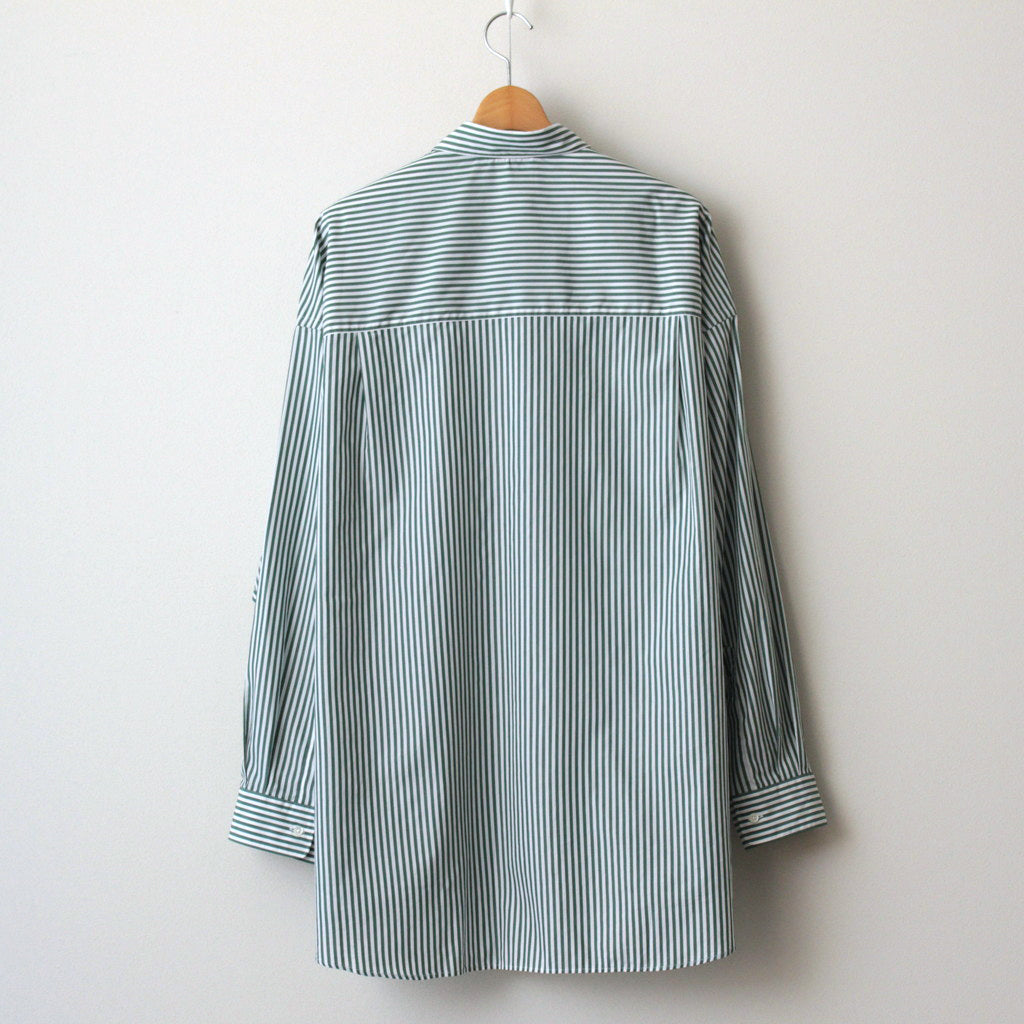 Broad L/S Oversized Regular Collar Shirt #GREEN STRIPE [GM234-50001STB]