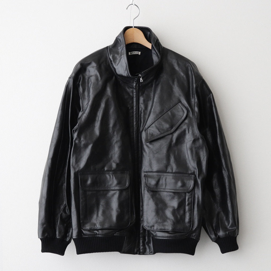 LAMB LEATHER ZIP BLOUSON #BLACK [A25AB01WX]