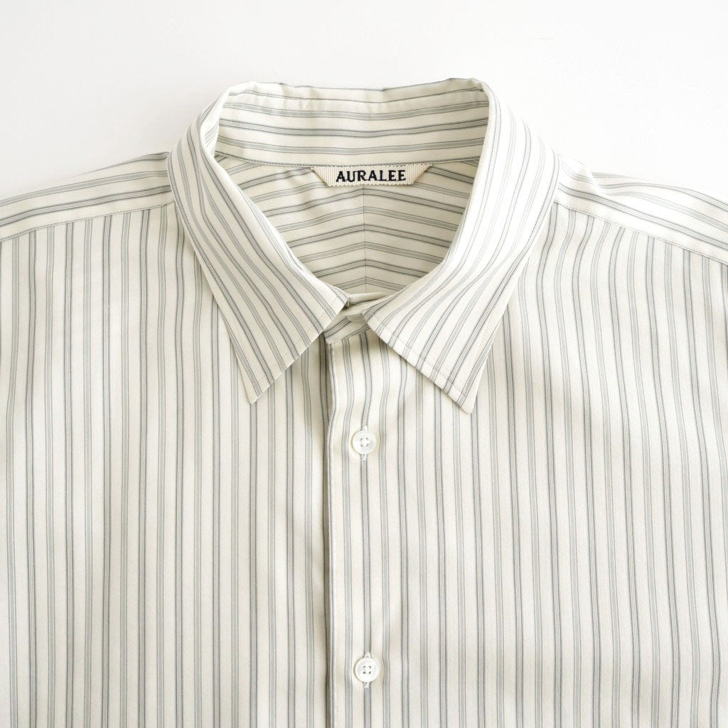 COTTON SILK STRIPE SHIRT #LIGHT GRAY STRIPE [A26AS01CS]
