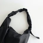 SHIRRING HANDLE LEATHER SHOULDER BAG #BLACK [ST.1509]
