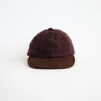 ウールヘリンボーン生地縮絨×レザー キャップ #BURGUNDY [HR-K601-051]