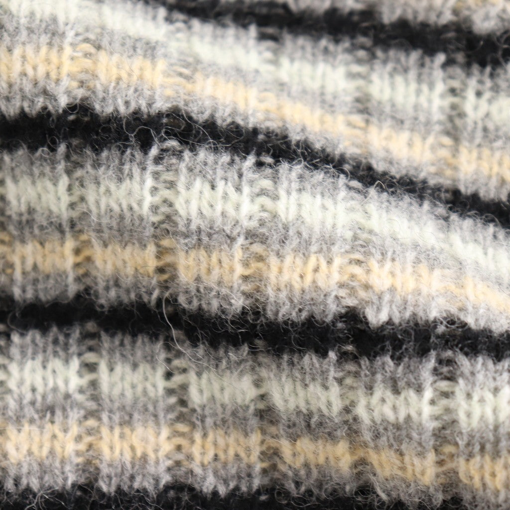 SHETLAND WOOL CASHMERE RIB KNIT CREW-NECK CARDIGAN #GRAY STRIPE [A25AC02SB]