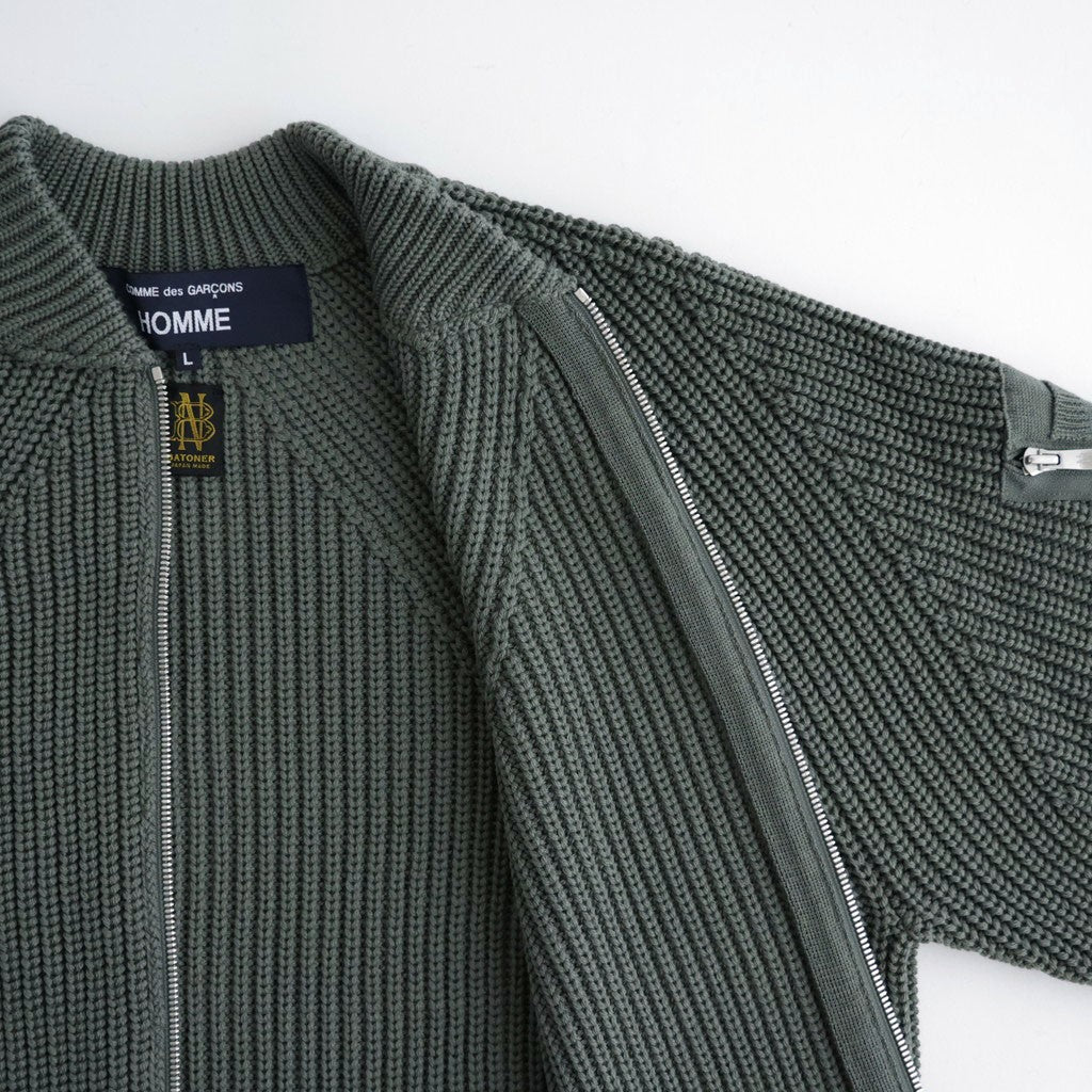 BATONER ウール梳毛片畔 ジップカーディガン #KHAKI [HR-N003-051]