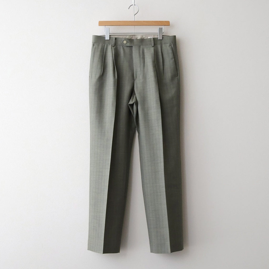 BLUEFACED WOOL TWO-TUCK SLACKS #KHAKI GRAY STRIPE [A26SP02BA]