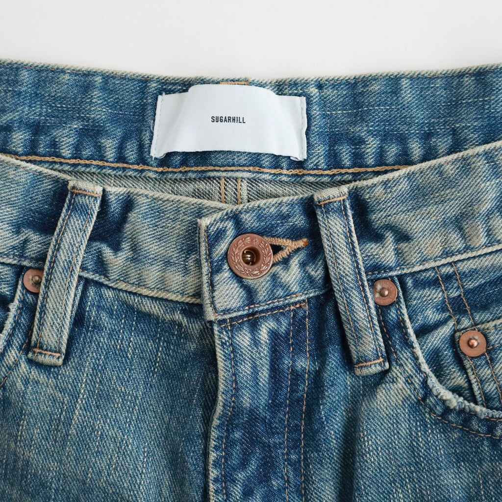 DESTRESSED MODERN DENIM WIDE CUT #FADED INDIGO [26440430]