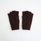 ウールアクリル天竺縮絨 指抜きグローブ #DARK BROWN [HR-K701-051]