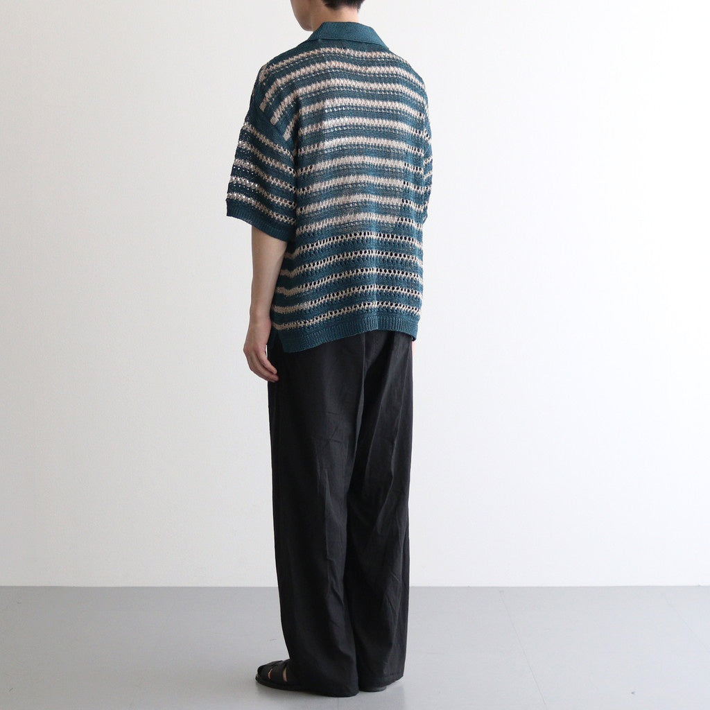 BORDER MESH KNIT SKIPPER POLO SHIRT #PEACOCK GREEN [YK25SS001010S]
