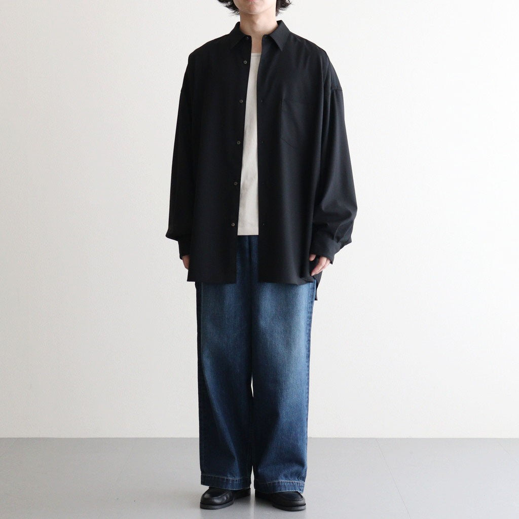 Extra Fine Wool L/S Oversized Regular Collar Shirt #BLACK [GM251-50092B]