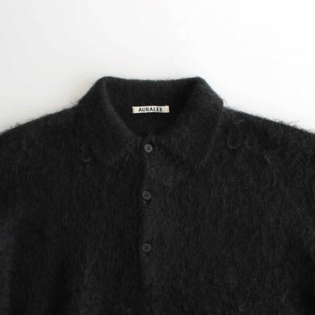 BRUSHED SUPER KID MOHAIR KNIT POLO #INK BLACK [A24AP02KM]