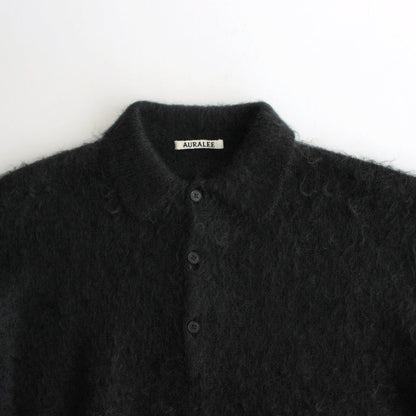 BRUSHED SUPER KID MOHAIR KNIT POLO #INK BLACK [A24AP02KM]