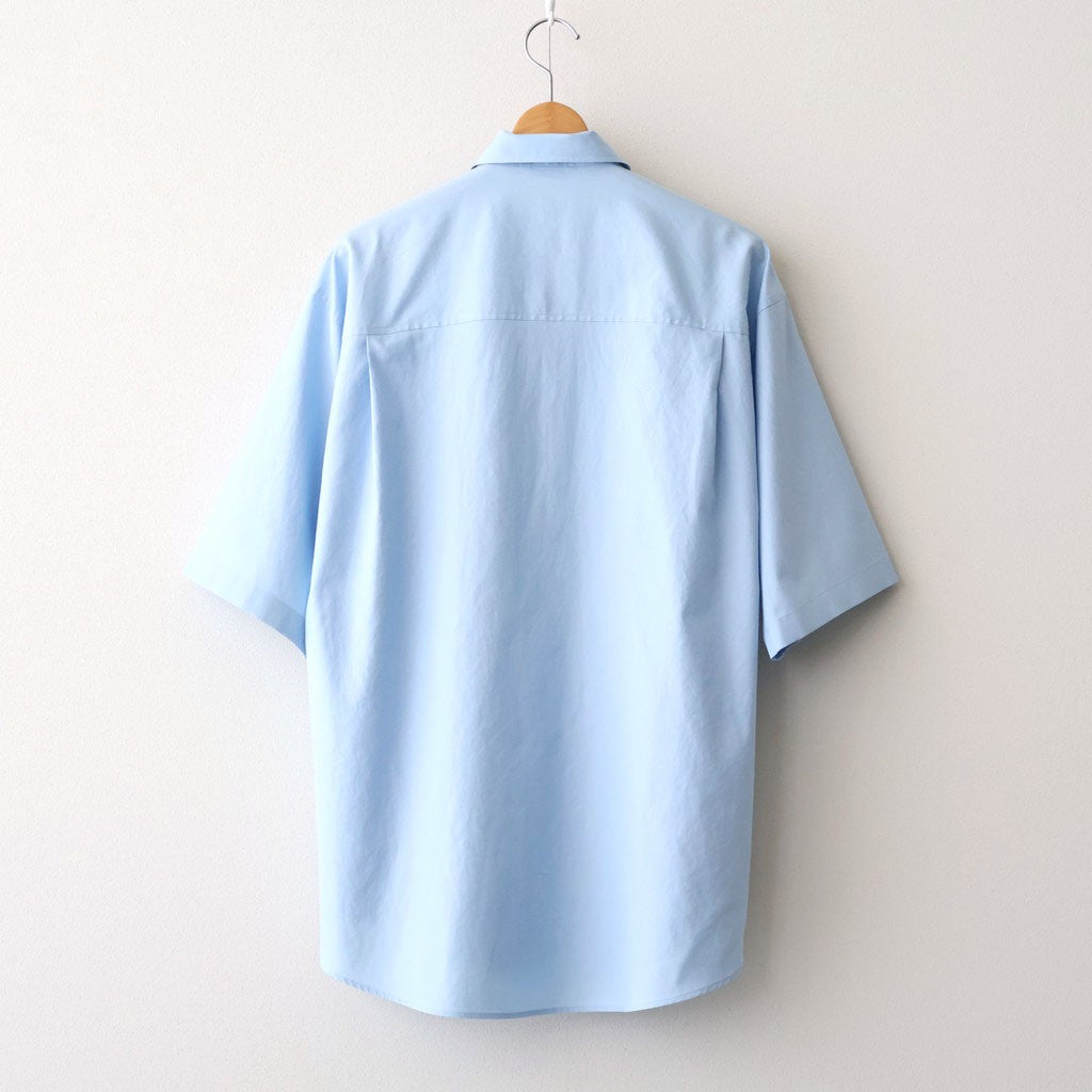 WASHED FINX TWILL BIG HALF SLEEVED SHIRT #LIGHT BLUE [A26SS03TN