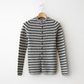 SHETLAND WOOL CASHMERE RIB KNIT CREW-NECK CARDIGAN #GRAY STRIPE [A25AC02SB]
