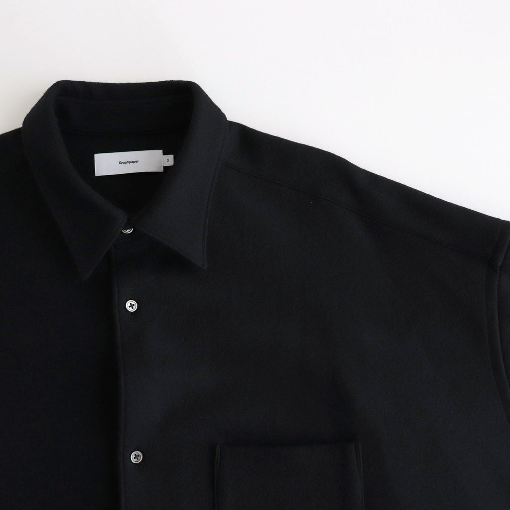 Wool Smooth Flannel Oversized Regular Collar Shirt #BLACK [GM244-50010]