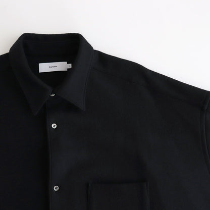 Wool Smooth Flannel Oversized Regular Collar Shirt #BLACK [GM244-50010]