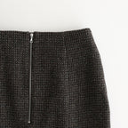 ALPACA WOOL SILK TWEED PENCIL SKIRT #GRAY BROWN HAIRLINE [A25AS06LS]