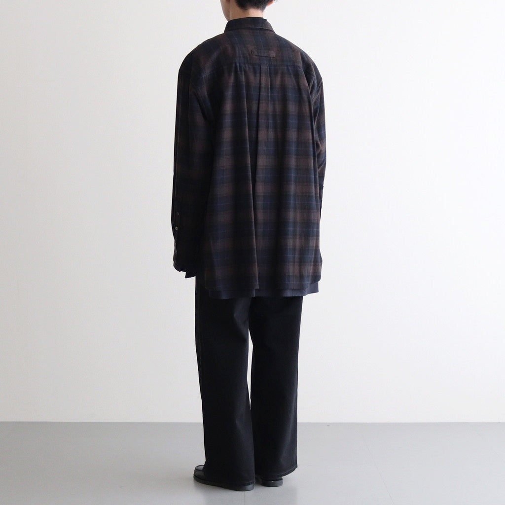OVERSIZED LAYERED FLANNEL SHIRT #DARK NAVY CHECK [ST.463]