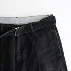 Selvage Denim Belted Pants #BLACK_DARK FADE [GU253-40064DB]