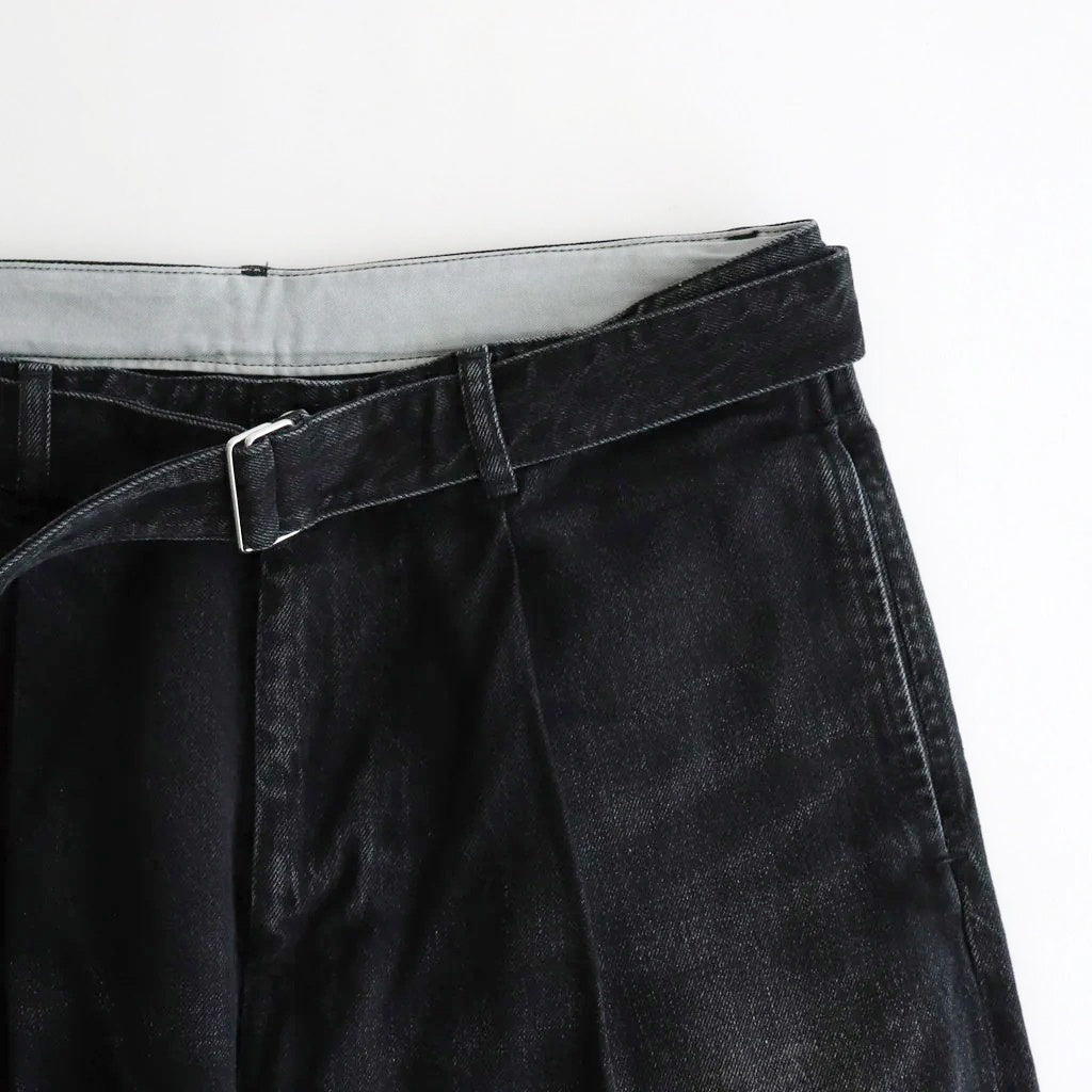 Selvage Denim Belted Pants #BLACK_DARK FADE [GU253-40064DB]