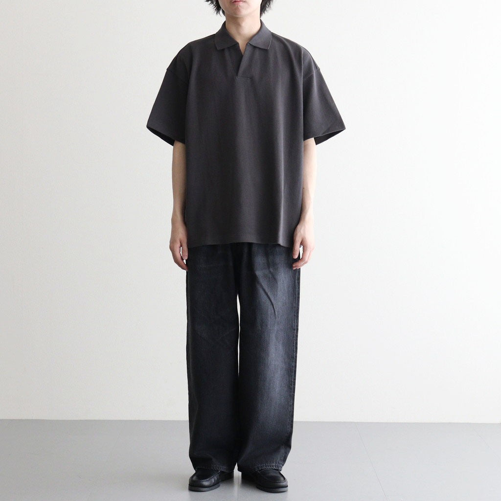 Cotton Pique Jersey S/S Skipper Polo #CHARCOAL [GU261-70416]