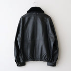MOUTON COLLAR SHEEP LEATHER ZIP JACKET #BLACK [ST.1216]