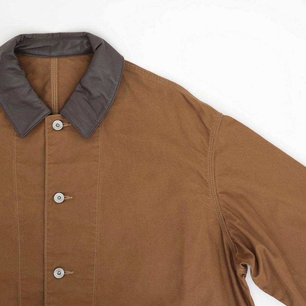 COTTON CANVAS LEATHER COLLAR WORK JACKET #CAMEL [FSC263-30032