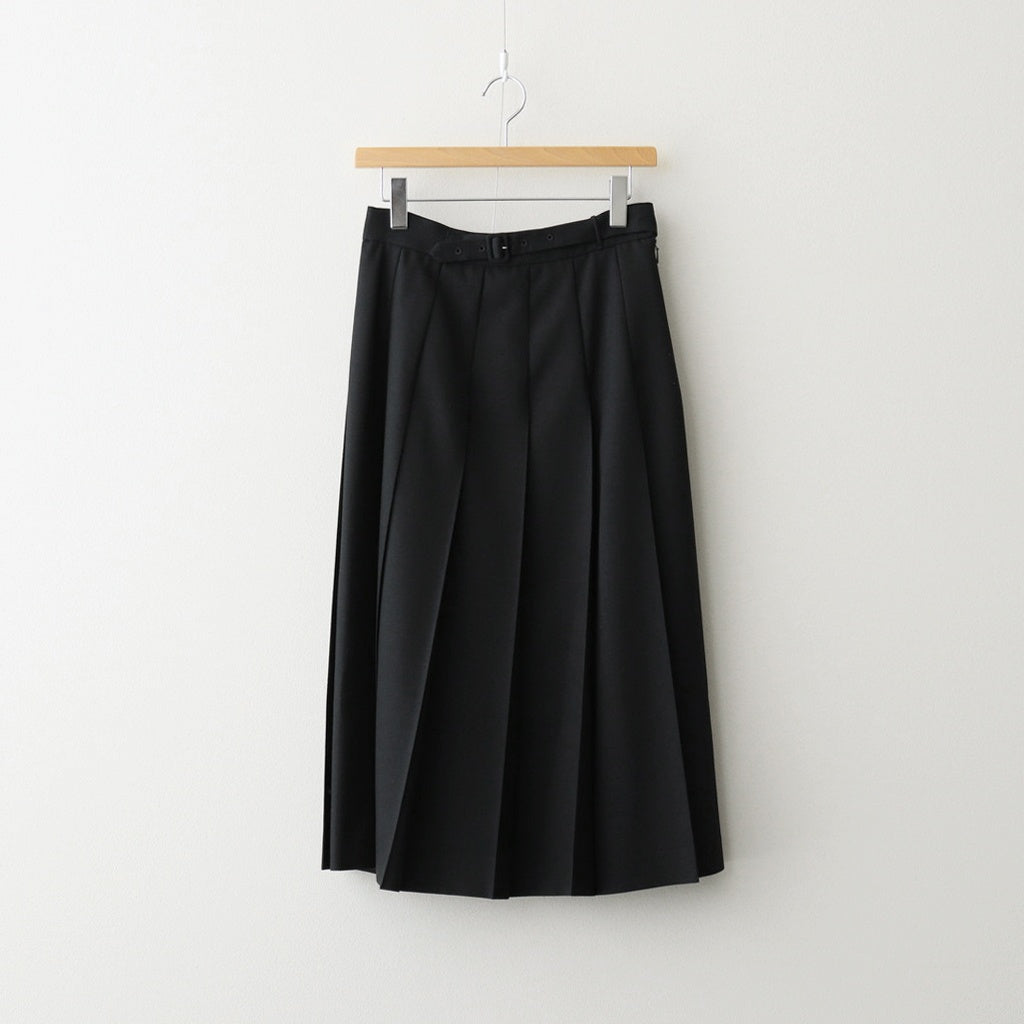 WOOL KID MOHAIR HOPSACK PLEATED SKIRT #DARK NAVY [A26SS04MH]