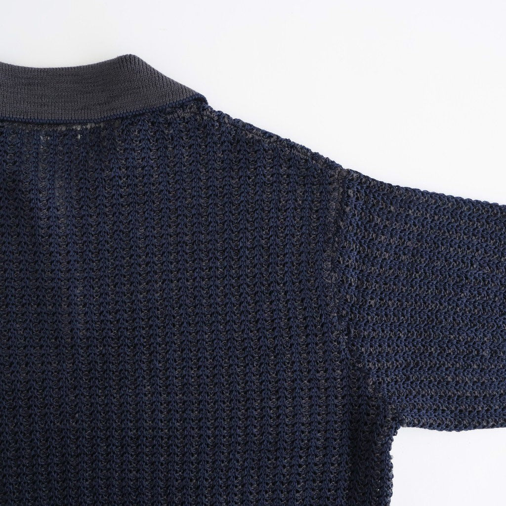 MESH KNIT SKIPPER POLO SHIRT #NAVY [YK26SS01298S]
