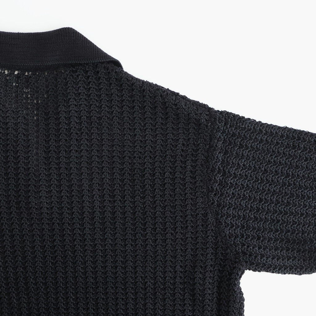 MESH KNIT SKIPPER POLO SHIRT #BLACK [YK26SS01298S]