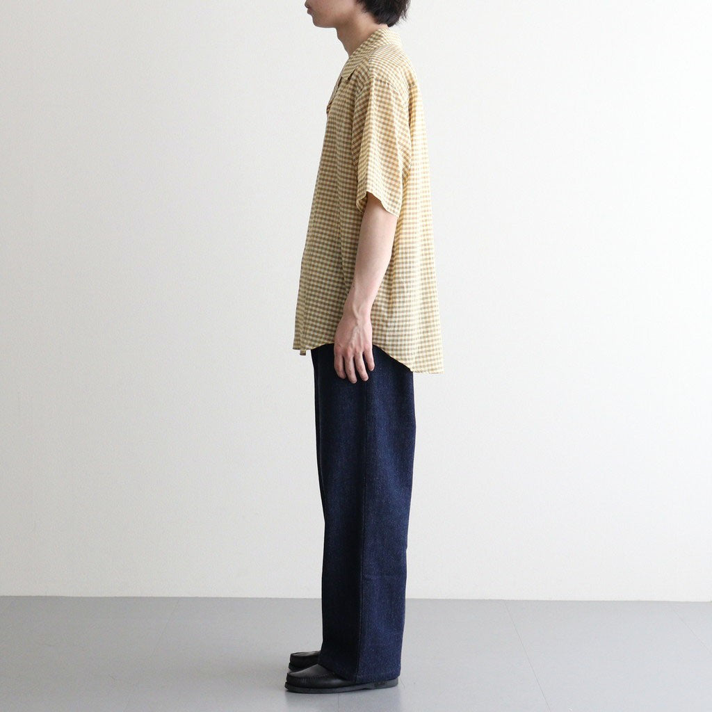 AIRY LIGHT COTTON CHECK HALF SLEEVED SHIRT #MUSTARD GINGHAM CHECK [A26SS02GC]