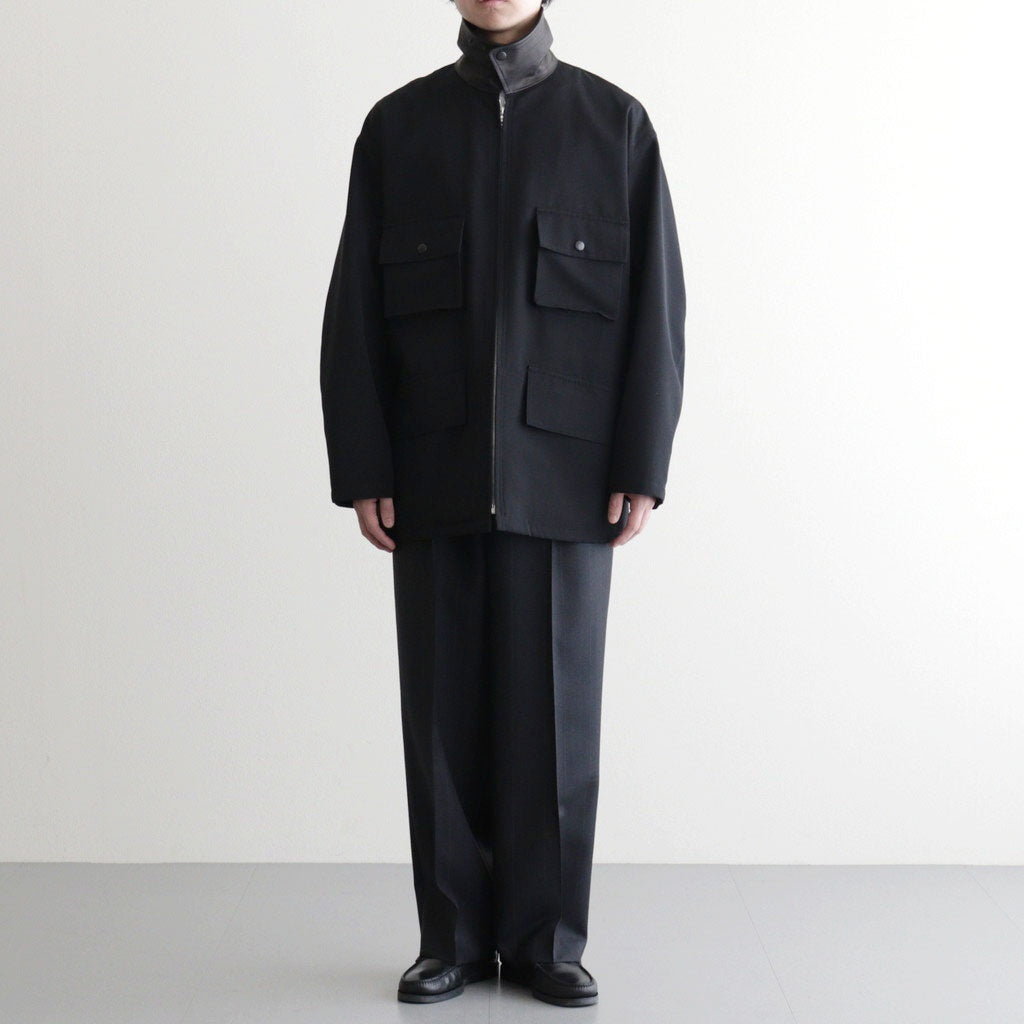BLUEFACED WOOL TWO-TUCK SLACKS #CHARCOAL NAVY STRIPE [A26SP04BA